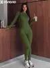 Mono de Yoga Transfronterizo Otoño e Invierno para Mujer con Cremallera Agujeros para Pulgar, Mono Deportivo de Manga Larga, Mono de Entrenamiento Levanta Glúteos
