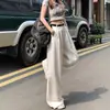 Jeans Blancos de Pierna Ancha Estilo Americano para Mujer 2025 Primavera Nuevos de Cintura Alta Adelgazantes Holgados Plisados de Ajuste Lento Rectos