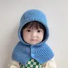 Chapéu de Lã Tricotado Infantil Estilo Ins Primavera Novo Chapéu com Proteção para Orelhas de Bebê Primavera e Outono Cor Sólida Chapéu à Prova de Vento para Bebês Meninos e Meninas