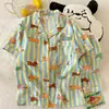 Pijama nuevo para mujer hecho de algodón nube, adecuado para primavera, otoño y verano, con un diseño dulce y casual, de manga corta, se puede usar afuera, ropa de casa fina