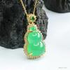 Colgante de Calcedonia Verde Natural Guan Yu Colgante de Collar de Calabaza de Ágata Fábrica Venta al por Mayor Transmisión en Vivo Dropshipping S3071905