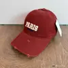 Retro Americano PARIS Bordado 3D Desgastado Sombrero de Sol Unisex Tendencia Callejera Versátil Gorra de Béisbol