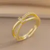 Anillo Exquisito Super Brillante de Circonita para Niñas, Lujo Accesible y Anillo de Apertura Ajustable de Gama Alta, Baño de Oro Real Simple