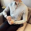 Comercio exterior al por mayor camisa de manga larga para hombre estilo coreano moda solapa camisa interior pata de gallo chico guapo camisa moda