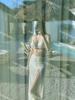 Nuevo traje de baño de tres piezas de alta gama con abertura en el interior para chicas calientes de punto Pure Desire para mujeres europeas y americanas para vacaciones en la playa