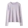 26 Moda Femenina Nueva de Primavera Camiseta Básica Simple de Seda y Lino, Top Casual Ligeramente Fresco de Lino y Lyocell de Manga Larga, Amigable con la Piel