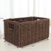 Cesta de Almacenamiento Cuadrada Plegable Tejida para Artículos Varios Ropa Gabinete de Rejilla Tejida Caja de Almacenamiento para Organización de Artículos Varios Cesta de Almacenamiento