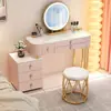 Tocador de Madera Maciza Dormitorio Moderno Simple Tocador de Pizarra Gabinete de Almacenamiento Espejo de Maquillaje Integrado Belleza y Elegante