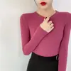 Suéter Básico Versátil de Malha Fina com Manga Longa Slim-Fit Novo para Mulheres, Top de Malha Fina para Primavera e Outono - Coleção Outono/Inverno 2026