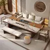 Estilo Zen Formato Grande Baldosa Cerámica Mesa para Preparar Té Mesa de Té y Juego de Sillas Moderno Minimalista Lujo Ligero Oficina Hogar Nuevo Estilo Chino Madera Maciza