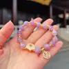 Nuevo Pulsera de Amistad de Amatista Diseño de Nicho Ins Dulce Lujo Ligero Popular Celebridad de Internet Pulsera de Flor de Durazno Regalo para Amigos