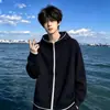 Sudadera con Capucha y Textura de Waffle cleanfit para Hombre Otoño Adolescente Estilo de Alta Gama Atrevido Guapo Chaqueta Deportiva Ropa de Abrigo