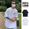 Camiseta de Verano Holgada de Algodón Puro Talla Grande con Estampado de Letras Manga Corta Estilo Coreano Ins