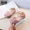 Sandálias Baotou Princesa Infantil 2025 Nova Moda Meninas Laço Sapatos de Princesa Sapato de Dança para Apresentação Estudantil
