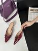 Amazon 2024 Nuevos Zapatos de Tacón de Aguja con Lazo Exportación Talla Grande Borgoña Zapatillas Exteriores Retro Punta Afilada Medias Zapatillas