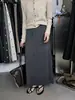 Falda Midi de Punto Negra Estilo Europeo 2026 Otoño/Invierno Cintura Elástica Cordón Abertura Trasera Corte Recto Talla Única