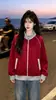 Sudadera con cremallera de diseño moderno y único estilo coreano en bloques de color para mujer, nuevo top casual versátil 2026