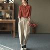 Exportación de comercio exterior 2021 otoño nueva camisa floral vintage para mujer camisa de manga larga con solapa cárdigan de moda top