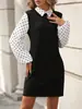 Vestido Largo de Manga Larga con Lunares y Bloques de Color Elegante Ceñido a la Cintura Adelgazante, Moda Femenina Transfronteriza Europea y Americana Otoño 2026