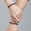 Pulsera de Pareja de Obsidiana Par de Cuentas de Transferencia Par Tejida a Mano Regalo de San Valentín Cumpleaños para Novia