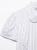 Al por mayor 2026 Primavera Nueva Camisa de Popelina a Rayas de Manga Corta Estilo Europeo y Americano para Mujer 7126