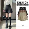 Shorts de pana para mujer, nuevo estilo otoño/invierno, de doble botonadura, corte holgado, diseñados para usarse sobre otros pantalones, efecto adelgazante, disponibles en negro y caqui
