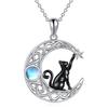 Collar con colgante de gato negro, estrella lunar, piedra lunar, moda creativa, transfronteriza, regalo festivo para mujer