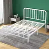 Cama de Hierro Moderna, Sencilla y Económica, Cama Individual de 1.35m, Dormitorio, Apartamento, Alquiler, Hogar, Cama con Estructura de Hierro