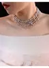 Cadena de Suéter de Perlas en Capas Fragmentadas Europea y Americana Transfronteriza Collar Asimétrico de Tres Capas para Mujer Collar de Perlas Francés de Múltiples Capas