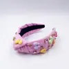 Diadema de Tela Directa de Fábrica con Corona Alta, Lazo Adornado con Pedrería, Dulce Nudo con Borde Ancho, Diadema de Lujo de Alta Gama para Mujer