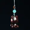 Palo de rosa Sándalo Sándalo verde Panda rojo tallado Cadena para teléfono DIY Colgante Decoración de mochila
