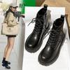 Botas Martin Marrons para Mulheres 2025 Novas Botas Curtas de Solado Grosso Primavera e Outono Botas Simples Botas de Motocicleta com Forro de Lã Inverno Solado Resistente ao Desgaste Botas Femininas