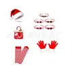 Disfraz de Niña Navideña Sombrero de Navidad Collar de Campana Flockada Navideña Bolso de Hombro Navideño Set de Accesorios para el Cabello Scrunchie