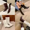 Botines de Tobillo con Funda de Tacón de Gato para Mujer Botas Desnudas Otoño e Invierno Nuevos Botines de Tobillo para Mujer de Piel de Vaca con Punta Fina y Tacón Medio