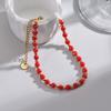 Pulsera especial transfronteriza de piedra natural con bolas de acero, diseño de nicho, moda, acero de titanio, no se desvanece, pulsera de cuentas al por mayor