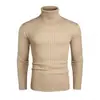 Suéter de cuello alto a rayas para hombre de otoño e invierno transfronterizo de Amazon, suéter de punto cálido ajustado estilo europeo y americano