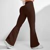 Calça Flare de Yoga Transfronteiriça para Mulheres, Cintura Alta, Levanta Bumbum, Calça Fitness Flare Canelada, Calça Esportiva Longa Bumbum de Pêssego, Calça Wide Leg