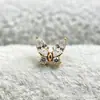 Aretes Mariposa de Aleación de Titanio F136 Circonia Dorada G23 Titanio Rosca Interna Circonia Labio Stud Lengua Stud Joyería para Piercing Cabeza