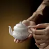 Tetera de Porcelana Blanca Pintada a Mano con Orquídeas Tetera Doméstica Pequeña con Filtro Tetera Individual Juego de Té Kung Fu Japonés Juego de Té