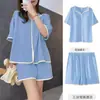 Pijama de mujer verano nuevo estilo coreano dulce manga corta corto cárdigan falso pullover casual ropa de casa