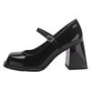 Sapatos Femininos Sapatos Mary Jane Franceses Novos Sapatos Pequenos de Couro Salto Grosso Quadrado para Mulheres