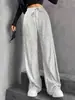 Pantalones Anchos de Color Sólido para Mujer, Cruzados Europeos y Americanos, Novedad Otoño e Invierno 2026, Cintura Elástica, Pantalones Largos Casuales, Cintura Alta con Cordón, Pierna Recta
