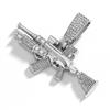 Joia de arma europeia e americana cravejada de diamantes liga simulação modelo de arma AK joia de diamante brilhante hip-hop colar masculino cheio de diamantes