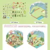Coleção de adesivos de paisagismo de cena em miniatura de desenho animado sem corte visual fofo 3D empilhados diy conta manual adesivos de cabine estéreo