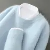 Nova coleção de suéteres de outono e inverno: Malha 100% lã, perfeita como camada interna casual para homens, com gola alta e design mais grosso e quente.