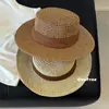 Sombrero de Paja Retro Británico de Ala Plana Estilo Casual Perezoso para Mujer, Sombrero de Sol Versátil para Protección Solar de Verano