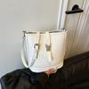 Bolso Cubo Casual Retro de Primavera para Mujer, Bolso de Hombro de Moda con Letras, Bolso de Axila con Hebilla Magnética