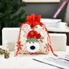 Bolsa de Tote Navideña Creativa con Muñeco 3D, Bolsa para Dulces, Varias Bolsas de Manzana, Bolsa con Cordón, Tela para Bolsa de Regalo Decorativa