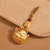 Chaveiro Gato da Sorte Shajin Pingente de Chave Gota de Óleo Pingente de Metal Estilo Chinês Chaveiro de Carro