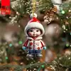 Decoración Navideña Colgante de Acrílico 2D de Santa Claus Retro Transfronteriza Mini Muñeco Adorno Colgante Navideño